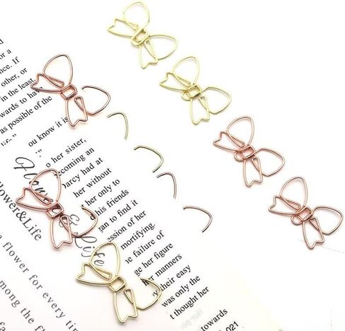 100PSC Bowknot Paper Clips Paperclips Paperclips Paperclips Clips Clips Clips Planner Clips Decorative Bow Paper Clips for School Office Home (Gold) in Kuwait