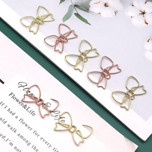 100PSC Bowknot Paper Clips Paperclips Paperclips Paperclips Clips Clips Clips Planner Clips Decorative Bow Paper Clips for School Office Home (Gold) in Kuwait