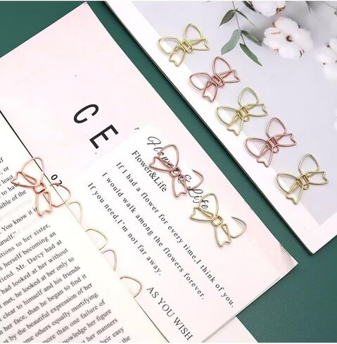 100PSC Bowknot Paper Clips Paperclips Paperclips Paperclips Clips Clips Clips Planner Clips Decorative Bow Paper Clips for School Office Home (Gold) in Kuwait
