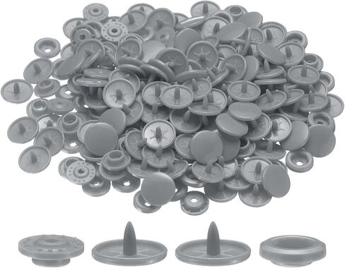HARFINGTON 400 Set Plastic Snaps T5 Round Resin No-Sew Button Plastic Snap Fasteners Kit for Clothing Sewing Rain Coat Diapers Bibs Crafting, Grey in Saudi Arabia