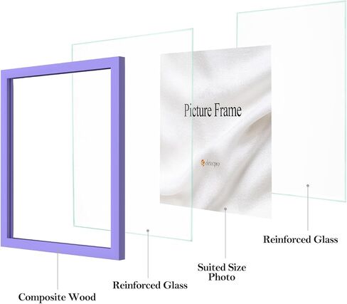 eletecpro 11x14 Floating Picture Frames Set of 2, Clear Double Glass Picture Frames for Wall Mount, Vertical or Horizontal Display Multi-size Photos and Artworks up to 11x14 Inches, Home Decor, Black in Kuwait