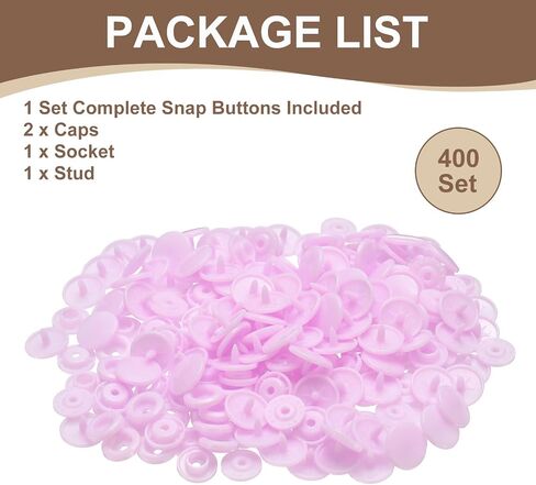 HARFINGTON 400 Set Plastic Snaps T5 Round Resin No-Sew Button Plastic Snap Fasteners Kit for Clothing Sewing Rain Coat Diapers Bibs Crafting, Grey in Saudi Arabia