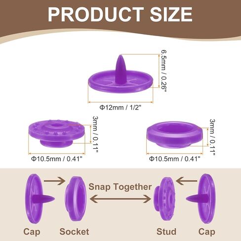 HARFINGTON 400 Set Plastic Snaps T5 Round Resin No-Sew Button Plastic Snap Fasteners Kit for Clothing Sewing Rain Coat Diapers Bibs Crafting, Grey in Saudi Arabia