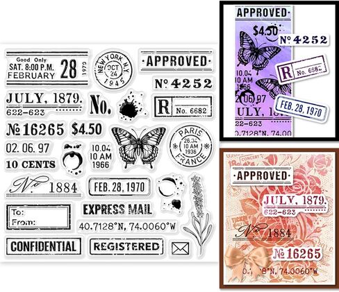 جلوبللاند اختام شفافة بتصميم نص عتيق، ارقام رترو، اوراق ختم شفافة من السيليكون لدفتر القصاصات وصنع البطاقات والديكور والحرف الورقية in Kuwait