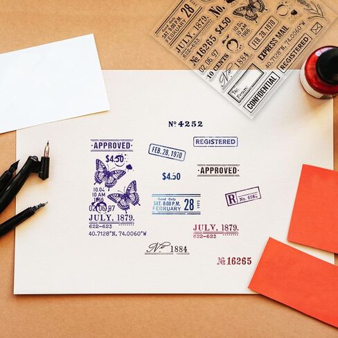 جلوبللاند اختام شفافة بتصميم نص عتيق، ارقام رترو، اوراق ختم شفافة من السيليكون لدفتر القصاصات وصنع البطاقات والديكور والحرف الورقية in Kuwait