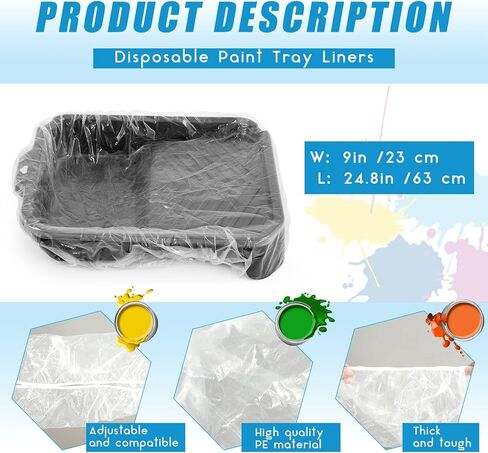 20 Pcs Heavy Paint Tray Liners Disposable Paint Roller Tray Liners Paint Pan Liners Paint Roller Tray Sets (18 Inch) in Kuwait