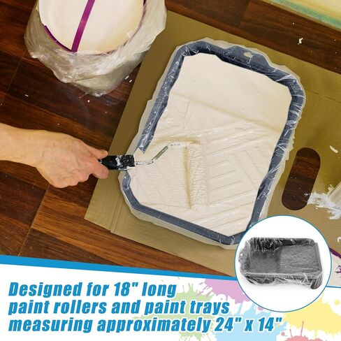20 Pcs Heavy Paint Tray Liners Disposable Paint Roller Tray Liners Paint Pan Liners Paint Roller Tray Sets (18 Inch) in Kuwait