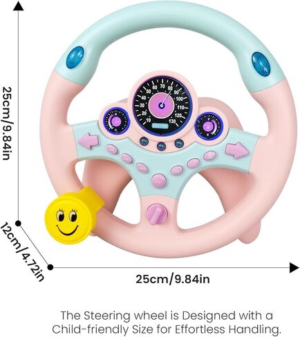 Kids Steering Wheel for Car, Driving Simulated Toy Steering Wheel for Kids with Light and Music, Electric Early Learning Educational Baby Steering Wheel Toy for Kids（Yellow） in Kuwait