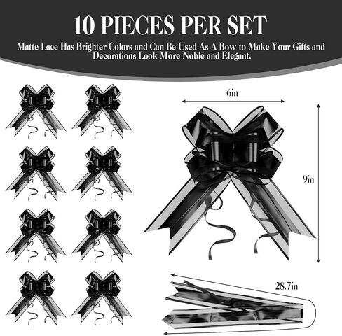 10pcs سحب الأقواس لالتفاف الهدايا (6 بوصات) - أقواس هدايا غواش مع تصميم سحب فوري ، مثالي لسلال الهدايا ، الزهور ، الزفاف ، عيد الميلاد ، ديكور المنزل ، دش الطفل ، زينة الحفلات in Kuwait
