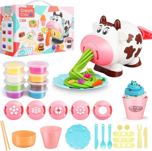 Dough Play Tool Set for Kids - 28Pcs Kitchen Creations Noodle Playset and Ice Cream Maker Machine Kit for Toddlers Birthday (8 Colors Included) in Saudi Arabia