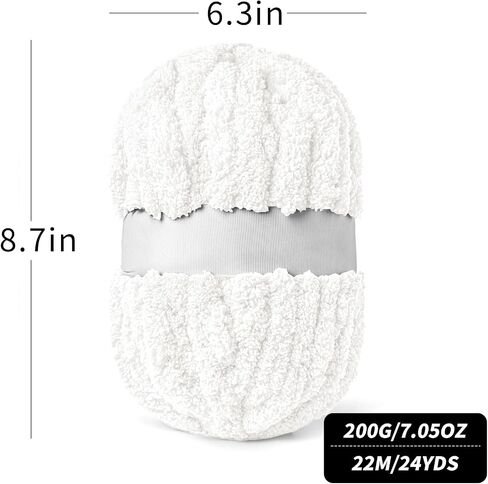 10 Pack Milky White Fuzzy Chunky Yarn for Hand Knitting, Bulky Thick Fluffy Chenille Yarn for Crocheting, 240yds/70.5oz Jumbo Crochet Yarns, Soft Chunky Knit Blanket Yarns for Crochet in Saudi Arabia