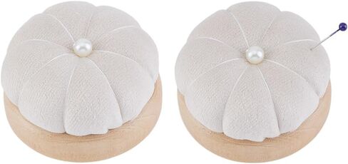 Nbeads 2 PCS PIN Cushion ، Wooden Base Needle Pincushions style style pin cushions round pin cushion eedle exerle لخياطة الحرف اليدوية للخياطة DIY ، الدانتيل القديم ، 2.7x1.57inch in Saudi Arabia