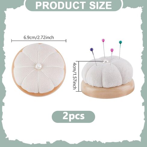 Nbeads 2 PCS PIN Cushion ، Wooden Base Needle Pincushions style style pin cushions round pin cushion eedle exerle لخياطة الحرف اليدوية للخياطة DIY ، الدانتيل القديم ، 2.7x1.57inch in Saudi Arabia