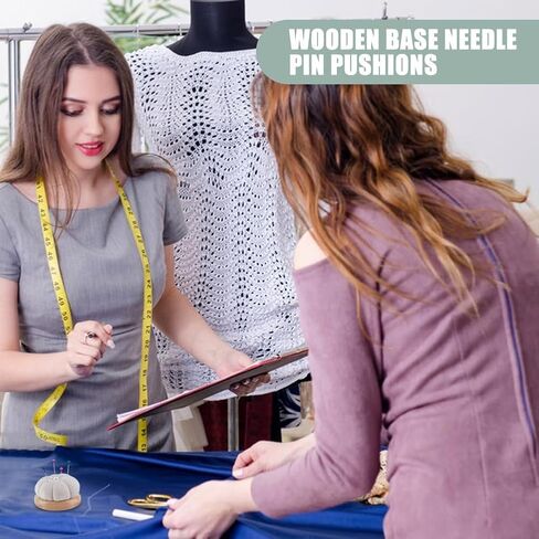Nbeads 2 PCS PIN Cushion ، Wooden Base Needle Pincushions style style pin cushions round pin cushion eedle exerle لخياطة الحرف اليدوية للخياطة DIY ، الدانتيل القديم ، 2.7x1.57inch in Saudi Arabia