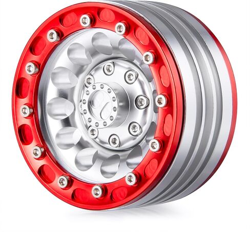 QUE-T 1.9inches Beadlocks 1/10 RC Wheel Rims, 4pcs Metal Wheel Hubs for Axial Scx10 Scx10-II 90046 Scx10-III TRX4 D90 VS4-10 RC Car (Black & Silver) in Kuwait