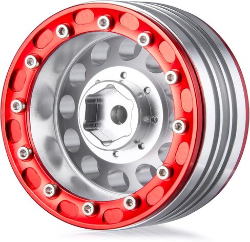 QUE-T 1.9inches Beadlocks 1/10 RC Wheel Rims, 4pcs Metal Wheel Hubs for Axial Scx10 Scx10-II 90046 Scx10-III TRX4 D90 VS4-10 RC Car (Black & Silver) in Kuwait
