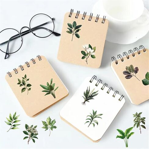 50 Pieces Plants Stickers for Scrapbooking, Black-and-White Flower Waterproof Self-Adhesive Scrapbooking Stickers Transparent PET Deals for Supplies Journal Card Making Letters DIY (BWF) in Saudi Arabia