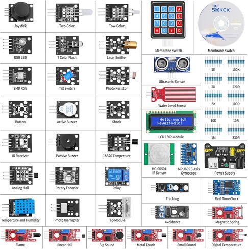 Electronics Basic Starter Kit for Arduino, 830 tie-Points Breadboard with Power Supply, More Than 400pcs Components Electronics Fun Kit Compatible with Arduino UNO R3, Raspberry Pi, STM32 in Saudi Arabia