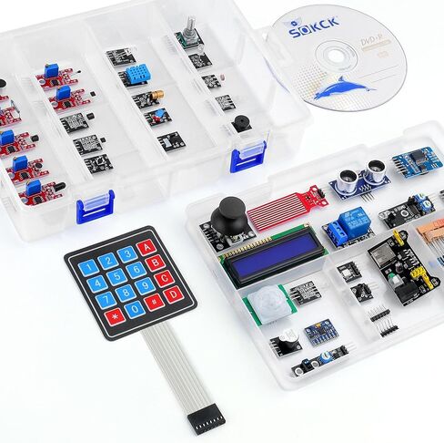 Electronics Basic Starter Kit for Arduino, 830 tie-Points Breadboard with Power Supply, More Than 400pcs Components Electronics Fun Kit Compatible with Arduino UNO R3, Raspberry Pi, STM32 in Saudi Arabia