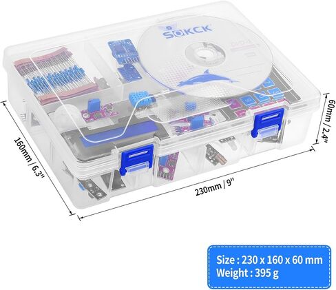 Electronics Basic Starter Kit for Arduino, 830 tie-Points Breadboard with Power Supply, More Than 400pcs Components Electronics Fun Kit Compatible with Arduino UNO R3, Raspberry Pi, STM32 in Saudi Arabia