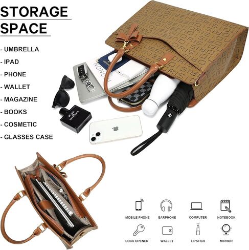 حقيبة حمل Queenoris للنساء ، 15.6 بوصة كمبيوتر محمول كبير السعة أعلى مقبض حقيبة اليد حقيبة عمل حقيبة كمبيوتر حقيبة المكتب in Kuwait