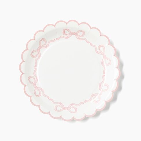 Blue Coquette Bow Dessert Plates - 7" | 25-Pack | For Blue Bow Theme First Birthdays, Baby Shower, and She's Tying the Knot Bachelorette Party Decor | Premium Quality (Blue) in Kuwait