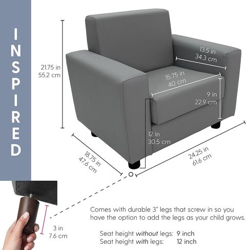 Factory Direct Partners Softscape ملهم Playtime Classic Reading Chair ، أثاث منجد من الدرجة التجارية للأطفال للمنزل ، الرعاية النهارية ، مرحلة ما قبل المدرسة ؛ التصميم الحديث - مسحوق الأزرق ، 14472 -PB in Kuwait