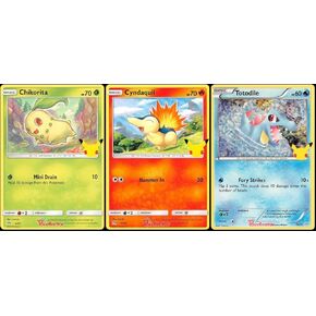 Chikorita Cyndaquil Totodile - 25th Anniversary McDonald's Exclusive Promo Lot - 3 Card Set - Johto Starters