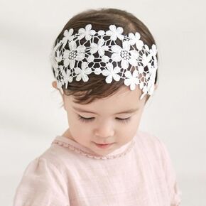 Baby Girl Flowers Headband Nylon Floral Crown Hairband Soft Stretchy Headbands Newborn Infant Toddler Hair Accessories for Christening Baptism Birthday Party