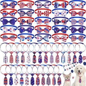 Saintrygo 50 PCS 4th of July Dog Bow Ties Profinars Day Independence Day Pantriotic Dog Dows Bowk Count Cute Dog Neckties Codable Dog Bowties Receies Twhies for Pets Cat Dicoration