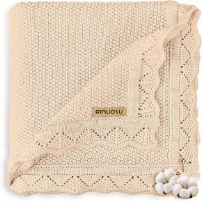 White Cotton Knit Baby Baptism Blanket for DIY Embroidery, 40''x31 | Includes gift box; machine washable & gentle for sensitive baby skin in Kuwait