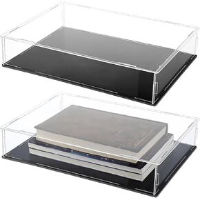 2 PCS COOK DISPLAY CASE ، علبة عرض أكريليك ، ختم أو علبة عرض جمع العملة المعدنية ، حالة عرض للمقتنيات ، حماية الأشعة فوق البنفسجية ، التجميع الذاتي ، قاعدة PVC أسود