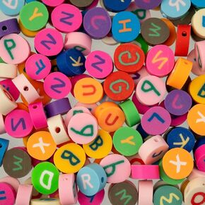 120pcs John Bead 9mm Assorted Alphbets Polymer Clay Craft Beads for Jewelry Bracelet Making