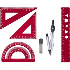 6 PCS مجموعة هندسة المعادن ، مجموعة هندسة الرياضيات ، مجموعة المسطرة المعدنية وأداة هندسة البوصلة ، المنقلة الحكام والبوصلة لمستلزمات المدارس والرسومات (الأخضر)