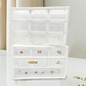 2PCS MINI DRIVERERIZER ، صندوق تخزين على طراز الدرج المقاوم للغبار ، الغرور في المنزل أو المكتب ، والأدراج القابلة للإزالة للحرف اليدوية ، والإمدادات الفنية ، والإمدادات المكتبية والمجوهرات (Beige ، 6،9)