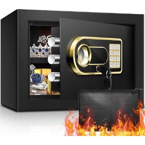 4.0 Cu ft Large Safes for Home Use Fire and Water Proof, Digital Security Fireproof Safe with Combination and Key, 2 Removable Shelves, Anti-Theft Home Safe Box for Document Money Valuables