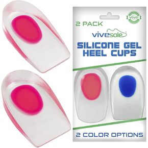 Heel Cups for Heel Pain Relief (3 Pairs) - Gel Cushion Inserts for Heel Spur, Achilles Tendonitis, Plantar Fasciitis - Insole Pads for Shoes Women & Men - Silicone Supports, Shock Absorbing