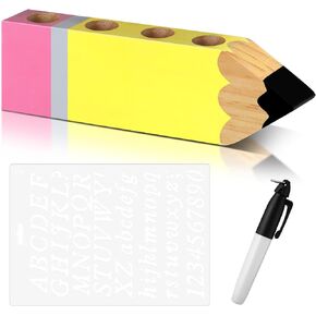 Sinmoe Teacher Education Name DIY DIY Wooden Desk Pencil Shape Holder اسم المعلم اسم سطح المكتب منظم القلم للتخرج نهاية العام ، شكرًا لك هدايا مكتب مكتب المدرسة.