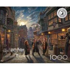 CEACO - Silver Select - Thomas Kinkade - Harry Potter Diagon Alley - 1000 قطعة من الرقصات للبالغين - اللغز الذي يثقل بالحيوية مثالية لليالي اللعبة - الحجم 26.75 × 19.75