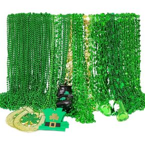 144pcs St Patricks Day Netlace حبات ، 11 نوعًا من حبات St Patricks ، إكسسوارات قائدات Bead Pends الأيرلندية المعدنية لإلحاحات الحفلات.