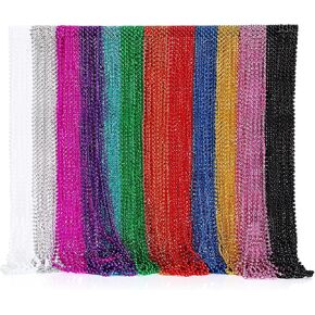 Ecally 240 PCS Neon Beads Netlace Bulk 12 Colors Mardi Gras Associory 32 '' 6 mm metallic bead jods beads long long for parade acture acture supplies supplies supplies supplies supplies supplies supplies supplies carnival supplies