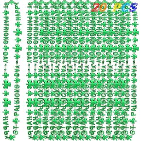 Camirus 20 PCS Day Patrick's Shamrock Bead ، Metallic Green Happy St. Patricks Day Beads for Kids legh-up issories ، St. Patrick Party Favors Suppors
