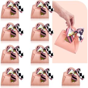 10 صناديق هدايا Pu Pu Pu Pink Pink ، حقيبة صغيرة لحفلات مع شريط ، صناديق هدايا حلوى رائعة للاستعماء لحفل الزفاف دش المعمودية دش الطفل زخرفة حفلة عيد ميلاد 5.11 "x4.72" ...