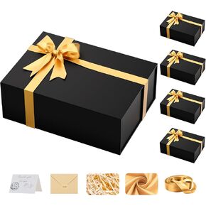 Large Black Gift Box with Lid: 13.5×10×5 Inches - Strong Magnetic Closure for Christmas Wedding Birthday Gifts – Perfect for Couples Friends Family
