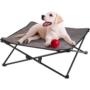 KingCamp Elevated Dog Bed for Medium Dogs, Raised Outdoor Indoor Portable Cooling Cot Lifted Pet Hammock off Ground with Washable Breathable Mesh & Frame with Non Slip Foot for Camping Backyard, Black