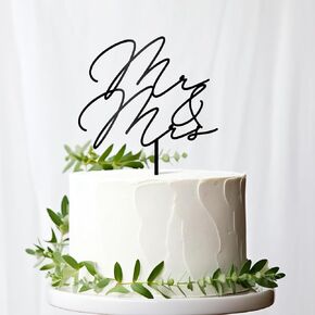 Mr & Mrs Black Wedding Cake Topper (Design 01)