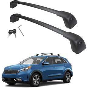 Autekcomma Heavy Duty Roof Rack Crossbars Replacement for 2017 2018 2019 (not for 2020) 2021 Kia NIRO (NOT fit Plug-in Model) Aircraft Aluminum Black Matte with Anti-Theft Locks (NOT fit 2020 NIRO)