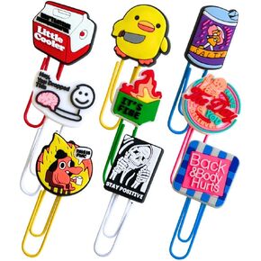 9pc Paperclips Paperclips مضحكة مقاطع ورقة مرجعية الموثق حامل لطيف لطيف لطيف الزخرفة غريبة kawaii الجدة الملونة ملونة العمل المكتبي إمدادات العمل للبالغين المعلمين إكسسوارات زملاء العمل
