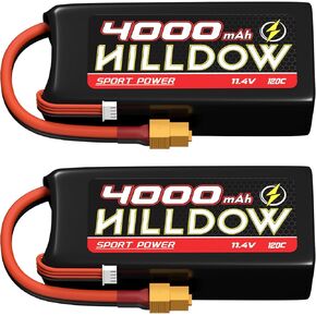 3S Lipo Battery 4000mAh 11.4V 120C Shorty Lipo Battery Softcase مع موصل XT60 لزاحف الصخور طرازات طائرة هليكوبتر للطائرات بدون طيار (حزمة)