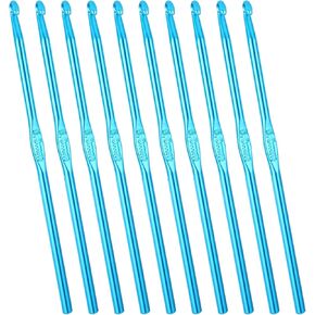 jiyin 10 pcs 5mm crochet hook ، crochet الألومنيوم خطافات لنا الحجم H/8 مجموعة خطاف الكروشيه الصغيرة ، إبر الحياك